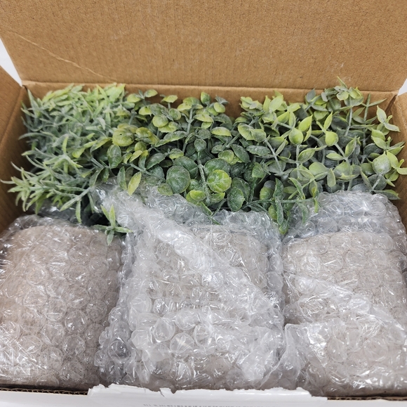 New Faux Succulents Mini Potted Plants Set/3 Faux Frosted Plants in Planters - Picture 3 of 9